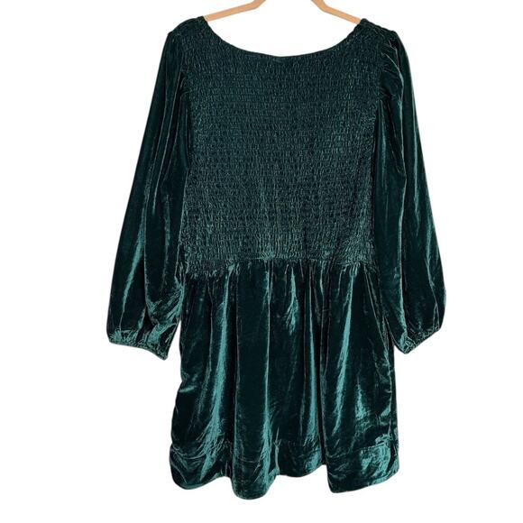 Free People Farrier Velvet Mini Dress Women's XL Green A-Line Long Sleeve NEW - Picture 5 of 7